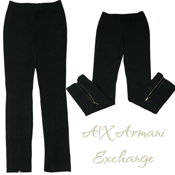 Armani Exchange Pants - Armani Exchange Ponte Black Stretch Back Leg Zip Leggings - Women’s XS